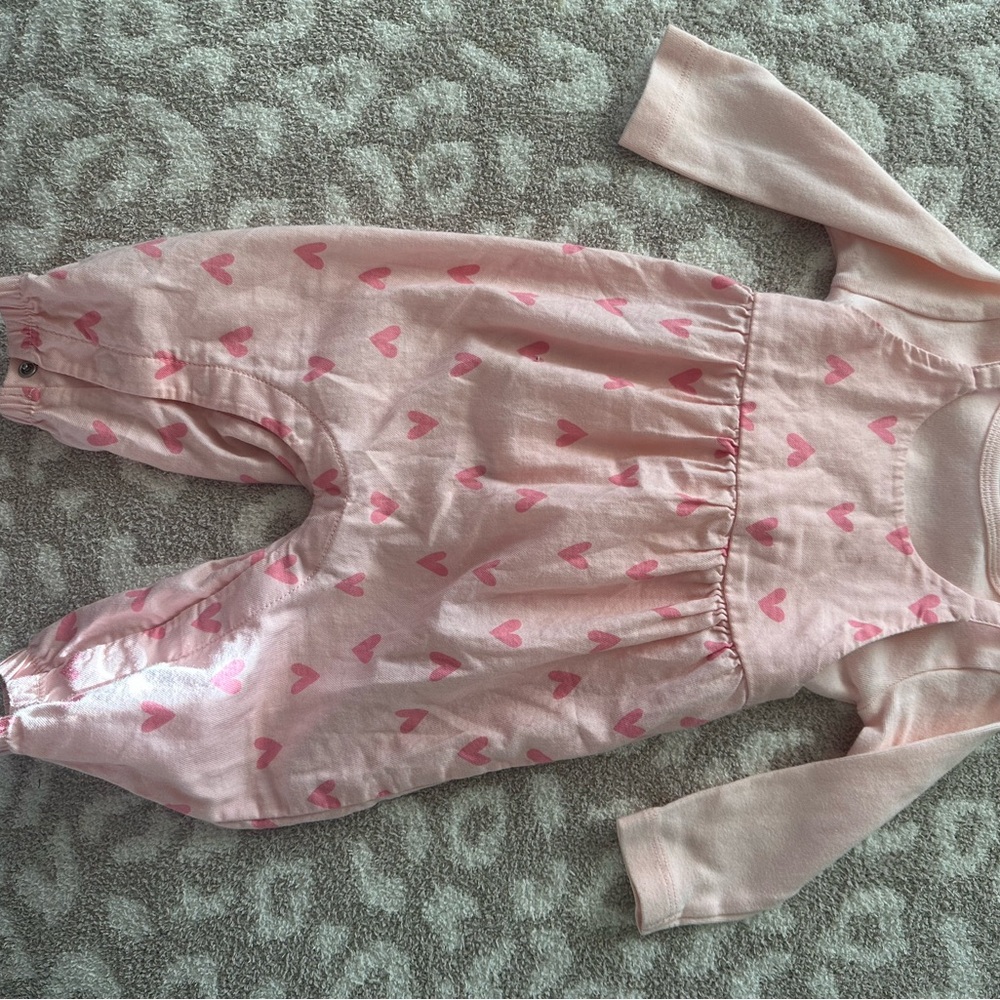 Pink Heart Patterned Baby Romper